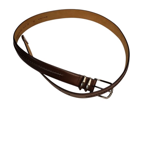 MEZLAN Metal Tipped Leather Belt Brown Size 38